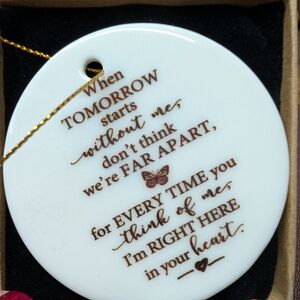 Inspirational White and Brown Holiday Ornament